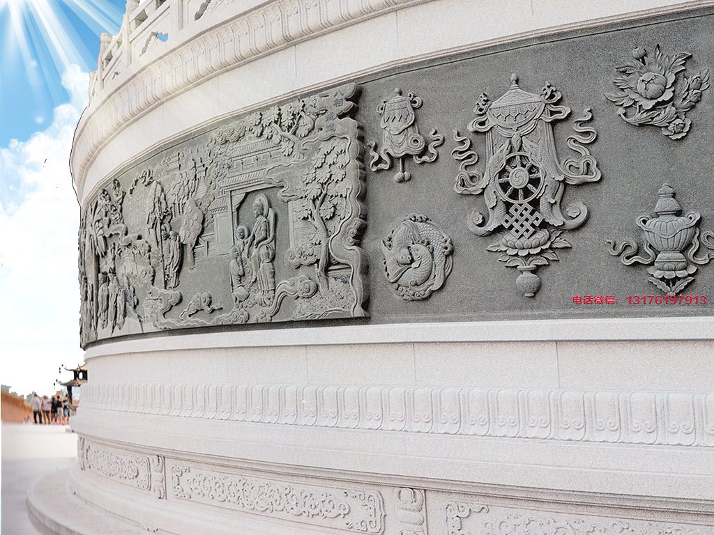 佛教極樂(lè)世界石材浮雕石雕壁畫(huà)景墻設(shè)計(jì)