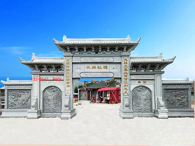 農(nóng)村牌坊雕刻花紋樣式和景區(qū)石牌樓石雕大門(mén)雕刻圖片