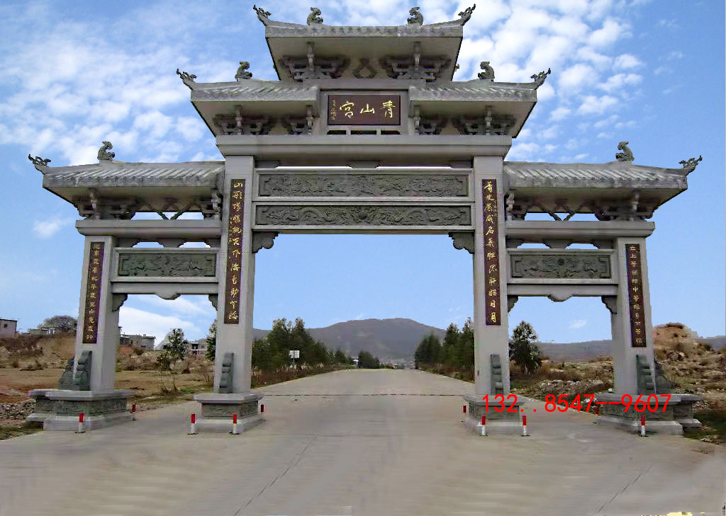 景區牌坊石牌樓搭配圖案祠堂大門石門樓雕刻造型