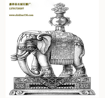 石雕大象設計圖-安裝地點寺院別墅大門景區等