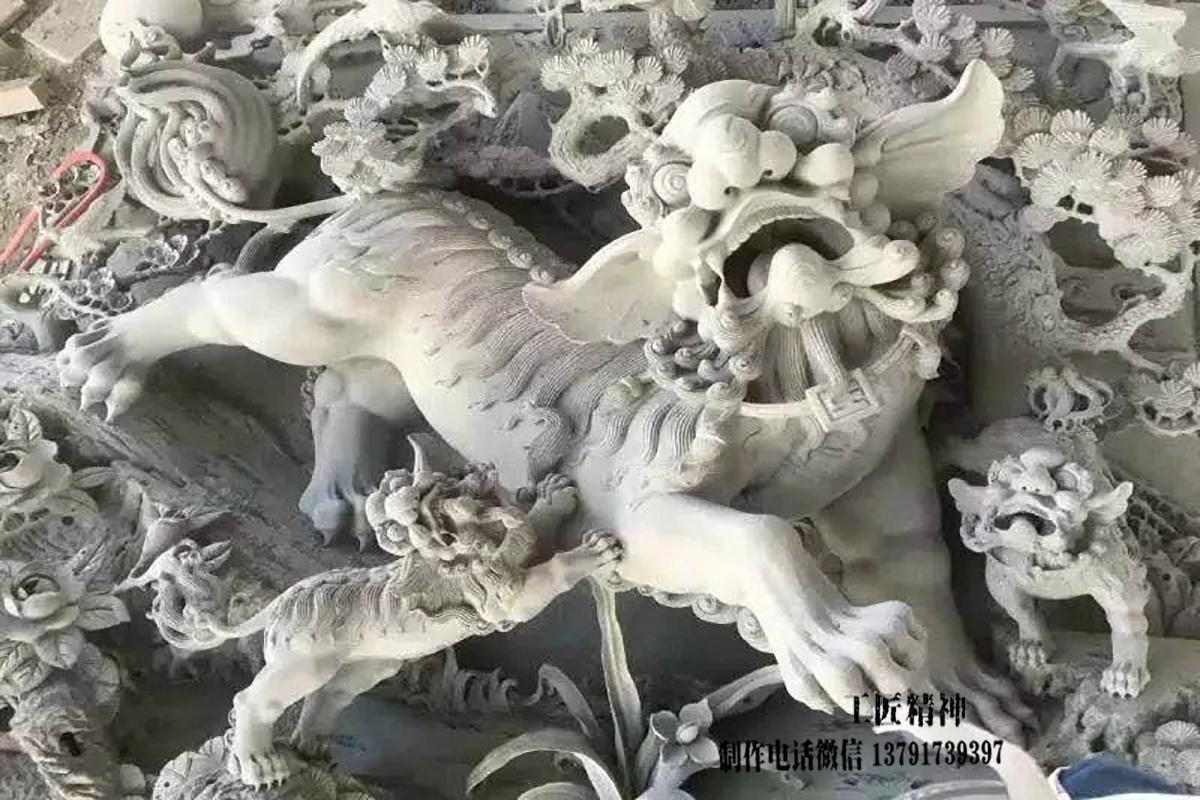鎮宅浮雕石獅子雕刻圖片